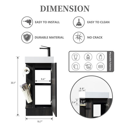 16 Inch Freestanding Single Sink Bathroom Vanity