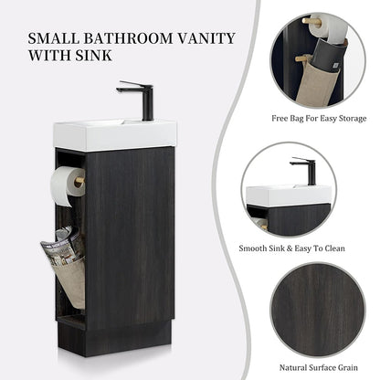 16 Inch Freestanding Single Sink Bathroom Vanity